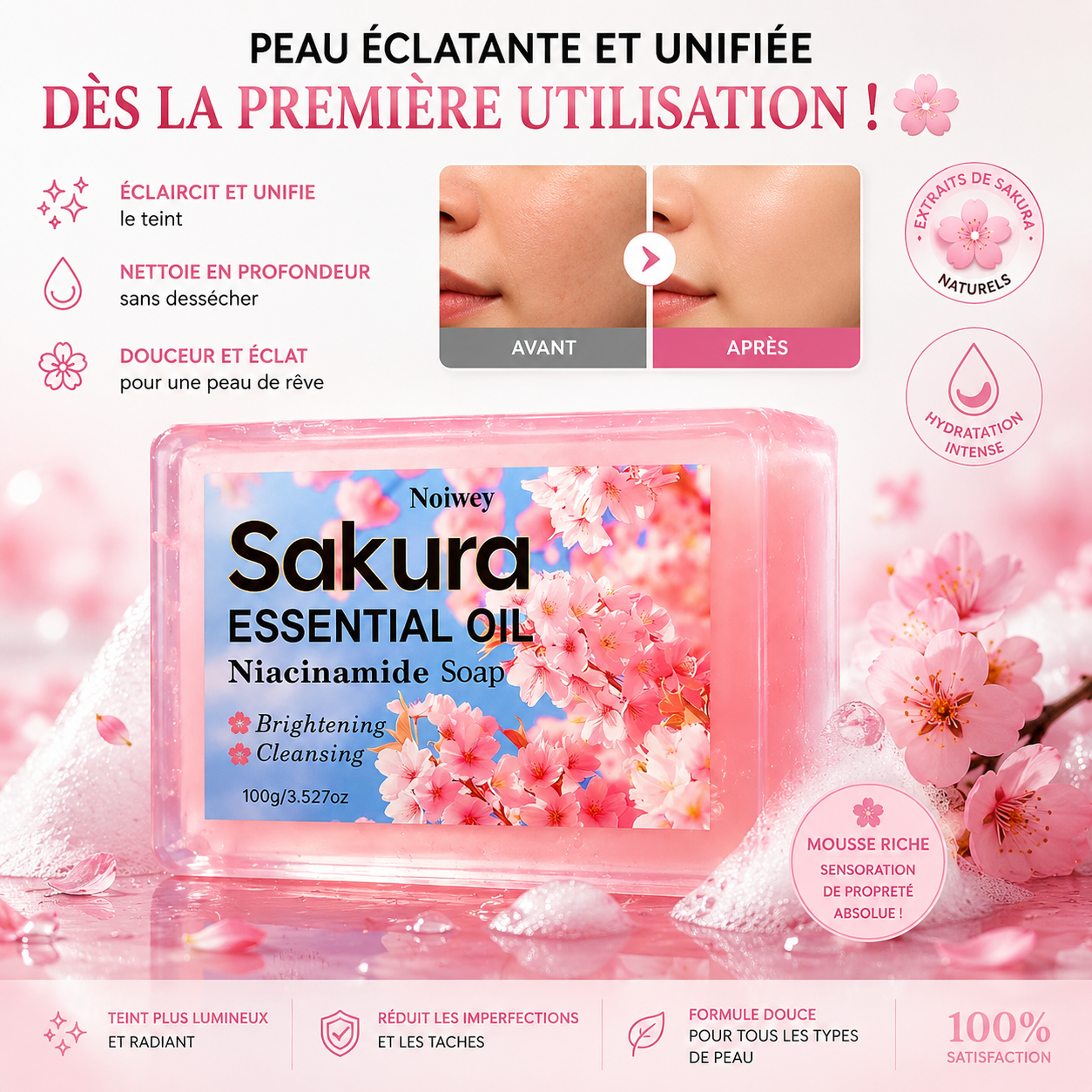 Savon éclaircissant niacinamide Sakura 100g