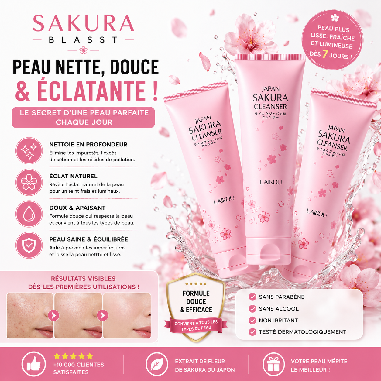 lot 3 nettoyants visage - peau douce & équilibrée