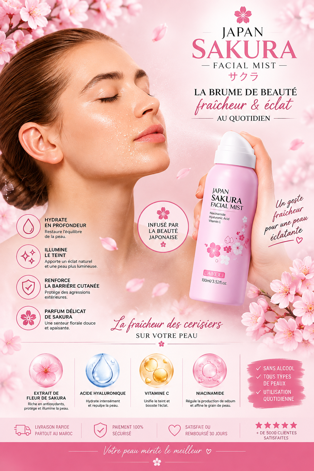 Spray Hydratant Visage Sakura 100ml